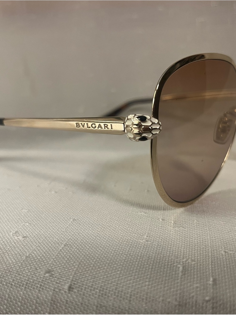 Bulgari Gold Frame Sunglasses with Brown Gradient Lenses
